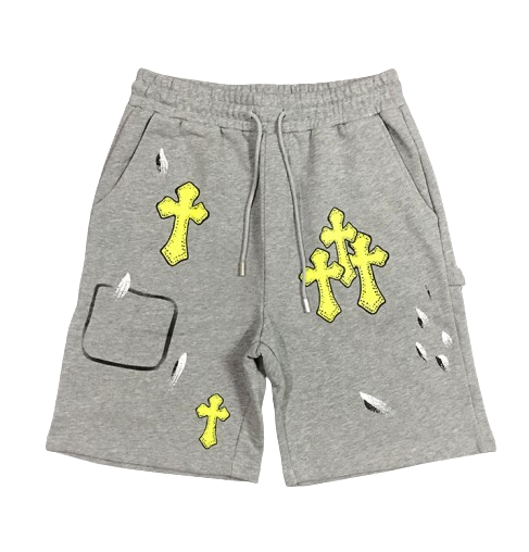 Chrome Hearts Yellow Patched Grey Shorts